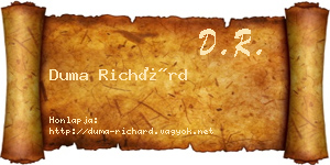 Duma Richárd névjegykártya