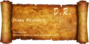 Duma Richárd névjegykártya